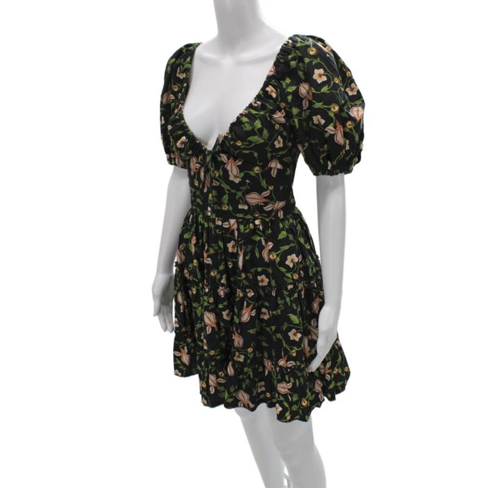 Urban Zen Women Fit & Flare Dress Black Floral Viscose Long Sleeve Size S